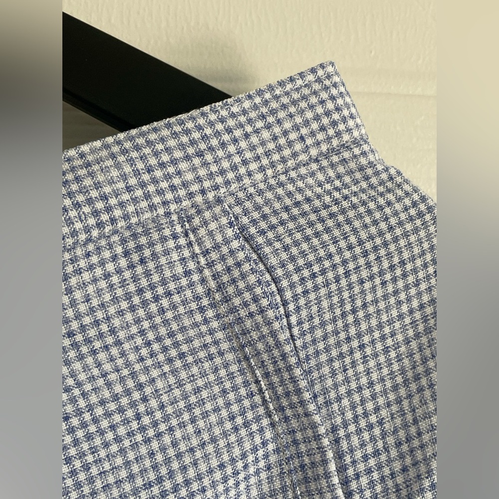 Gingham Tapered Trousers Blue White Sz 14 - Picture 6 of 14